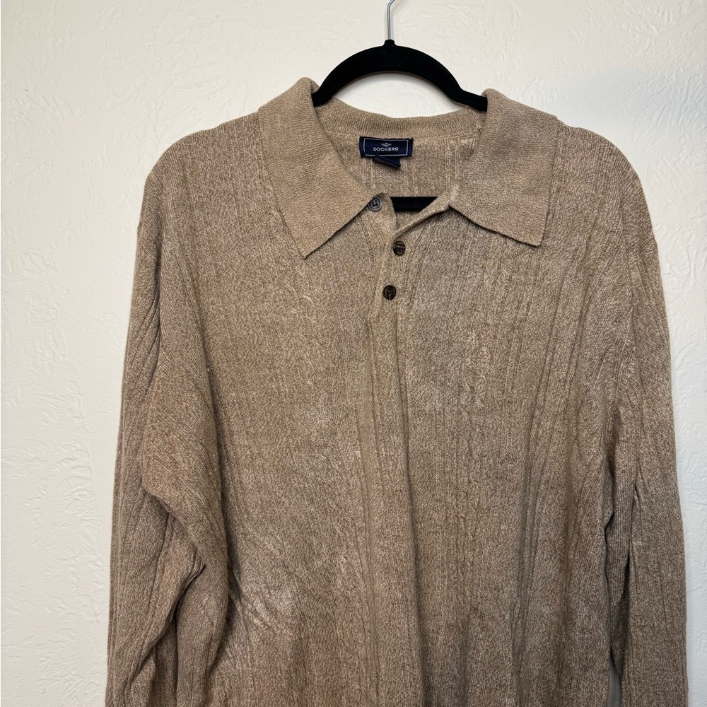 Dockers Mens Long Sleeve Sweater Polo